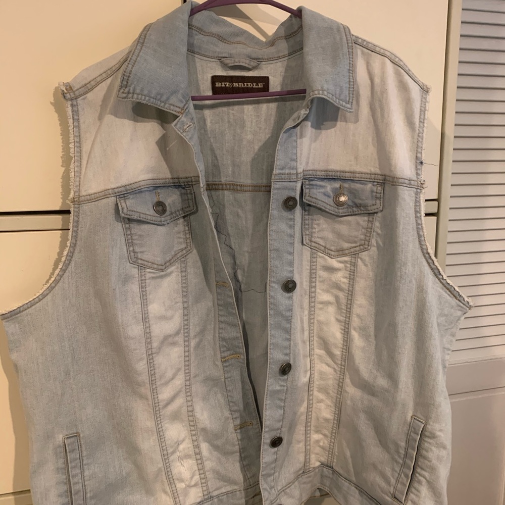 Bit and Bridle Denim Vest with Lace accent